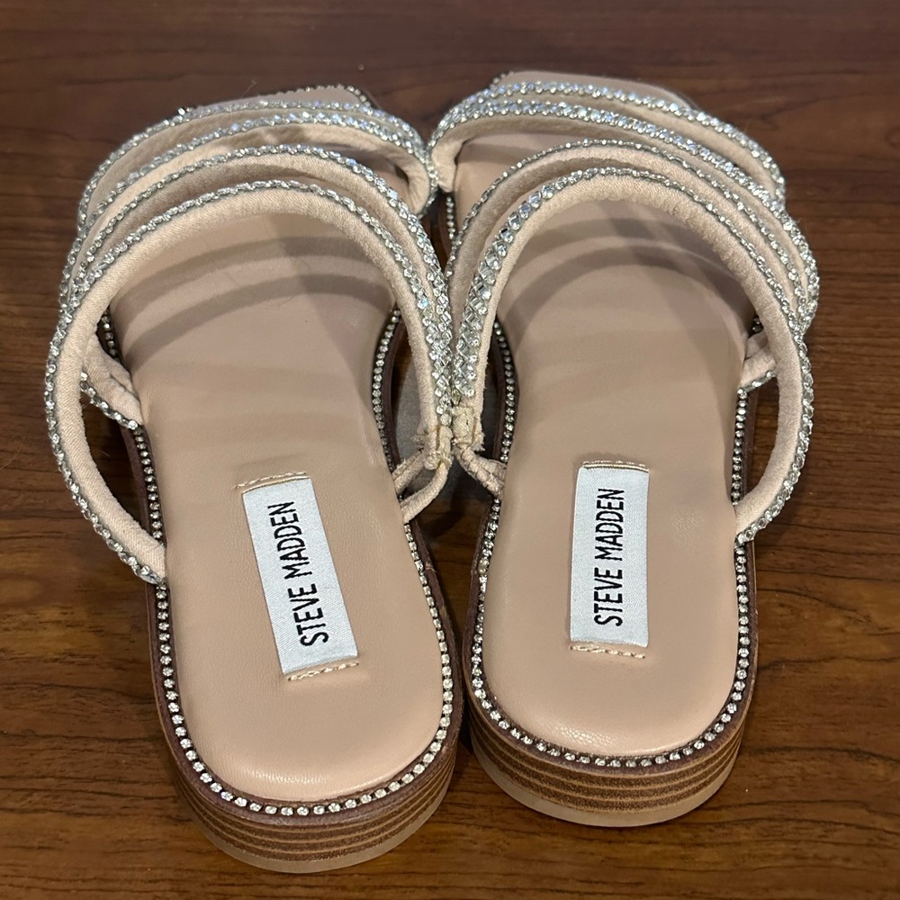 Steve Madden Starie Rhinestone Silver Strappy Square Toe Sandals Size 8.5 NWOT - Picture 7 of 9